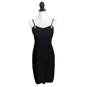 Bob Mackie Arrows of Love Mini Dress Size 8 Black 1980s Collection II Beaded 80s
